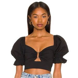 Black Puff Sleeve Crop Top more to come m